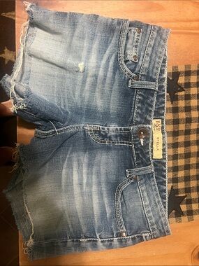 BKE Stella Faded Blue Distressed Denim Cutoff Shorts